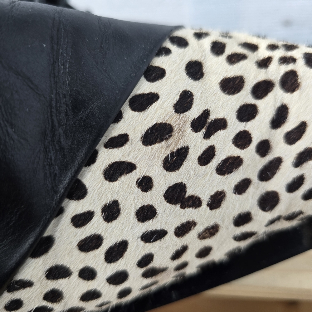 Zota G737-4 Black White Leopard Hair Lace Up Pointed Toe Shoes Metal Tip Size 10 - Picture 14 of 16